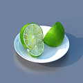 Fresh Green Limes Sliced and Whole Arranged on White Plate with Juicy Look