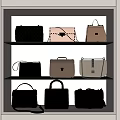 Stylish Handbags Display On Shelves With Various Styles Colors And Chain Details