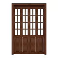Wooden Interior Door Featuring Grid Glass Panes And Vertical Panel Design 3d model