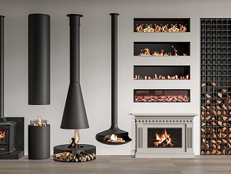 modern fireplace electronic fireplace atomized fireplace flame stove wood 3d model