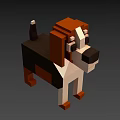 3D Pixel Art Dog Model With Blocky Design And Colorful Details