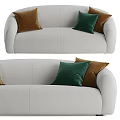 Comfortable Modern Light Gray Sectional Sofa With Brown And Green Decorative Pillows 3d model