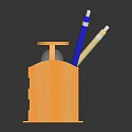 Wooden Desktop Hourglass with Pink Sand and Pen Stand Featuring Eye Design and Pens