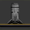 Rocket Weapon Placed on Square Platform with Yellow Border and Orange Flame Traces 3d model