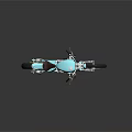 Turquoise Vintage Motorcycle With Spoke Wheels Leather Seat And Chrome Details
