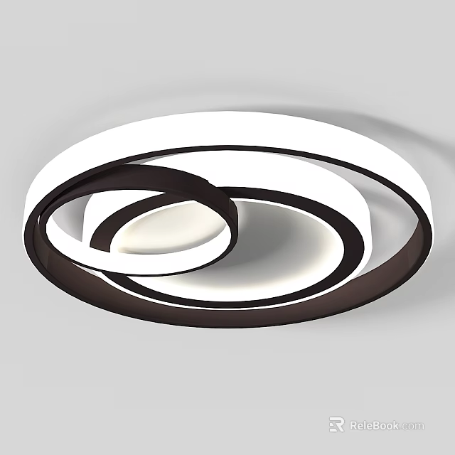 Modern Ceiling Light With Circular Ring Design In White And Dark Brown 3d model