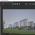 Modern Residential Building Complex With Greenery And Roadside Vehicles At Dusk