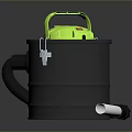 Efficient Black Computer Vacuum Cleaner Featuring Green Top And White Cleaning Tube 3d model