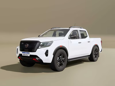 White Pickup Truck With Double Cab Black Wheels And Modern Front Design 3d model