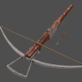 Detailed Traditional Crossbow Weapon With Wooden Stock Metal Bowstring And Arrow