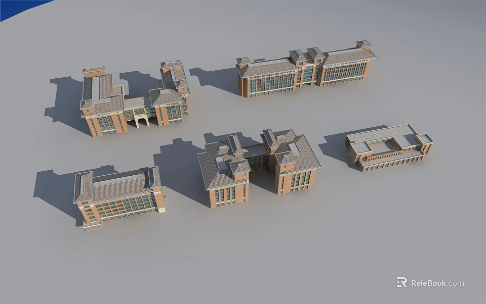 Modern Residential Building Models Featuring Multiple Architectural Designs And Rooftop Details 3d model
