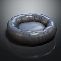 Round Black Leather Pet Bed With Stitched Edges And Modern Design 3d model