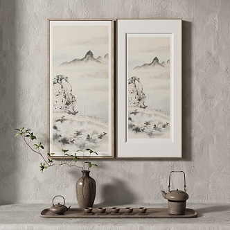 New Chinese Landscape Painting Texture Decorative Painting 3d model