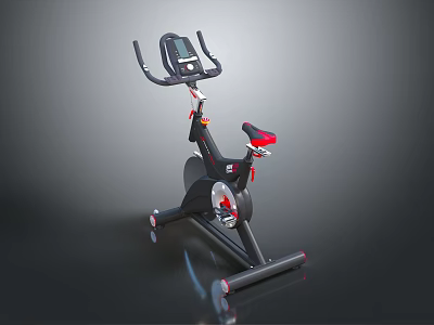 Modern Stationary Exercise Bike With Digital Display Red Seat And Sleek Design 3d model