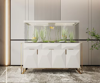 Light Luxury Fish Tank Glass Fish Tank Aquarium Display Cabinet Side Cabinet 3d model