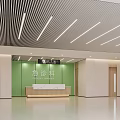 Modern Emergency Department Lobby With Green Wall Reception Desk And Linear Lights 3d model