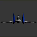 Futuristic Aircraft Model Featuring Blue Wings White Body And Orange Accents