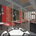 Elegant Modern Restaurant Interior Design Featuring Banquette Seats Dining Tables Pendant Lights And Decorative Screens