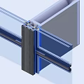 Detailed Curtain Wall Construction With Metal Frame Glass Panels And Insulation Layers