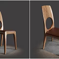 Modern Wooden Single Chair with Circular Cutout Backrest Sleek Legs and Minimalist Design