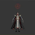 Game Movie Character In Ornate Robe With Golden Accents And Floating Magic Circle Symbol