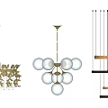 Modern Decorative Chandeliers with White Spherical Bulbs Leaf Accents and Multi Layer Circular Design 3d model