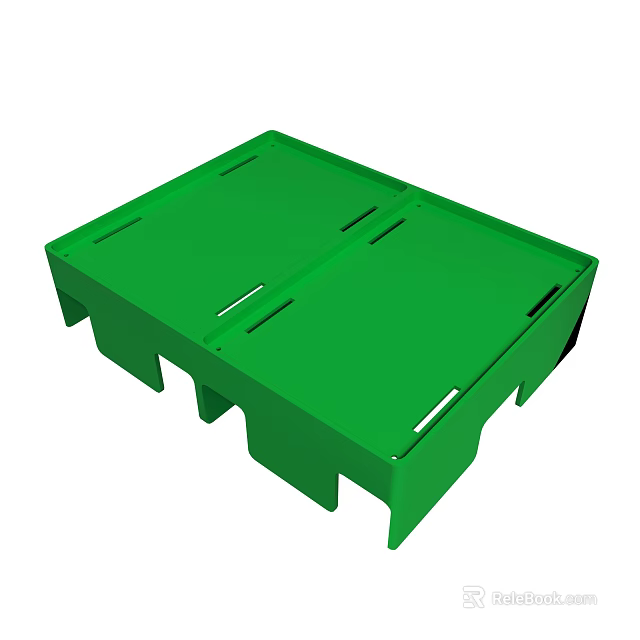 Durable Green Plastic Pallet with Support Base for Storage and Transport 3d model