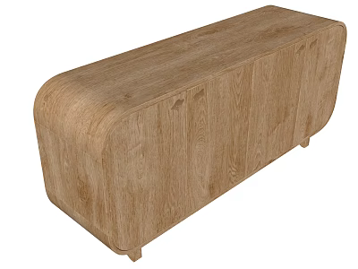 Wooden TV Stand with Light Wood Finish Simple Design and Cabinet Doors 3d model