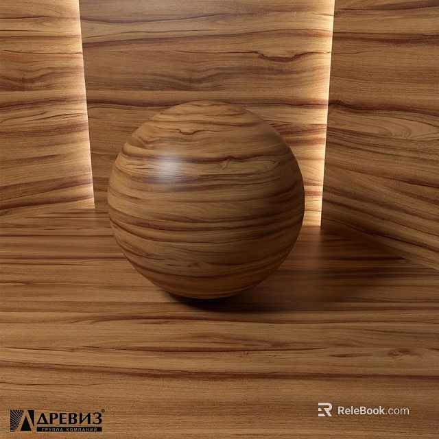 Wooden Sphere Component With Natural Grainy Texture On Wooden Panels 3d model 