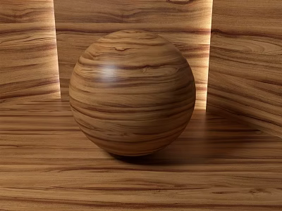 Wooden Sphere Component With Natural Grainy Texture On Wooden Panels 3d model