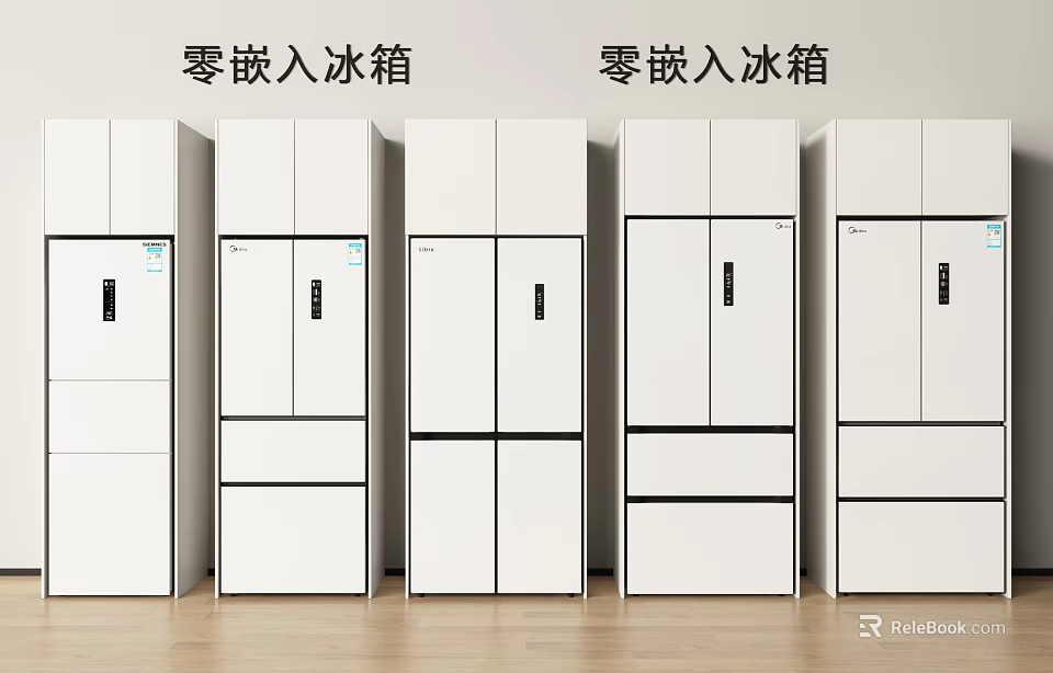 Sleek Modern Kitchen Interior Featuring Multiple Built In Refrigerators With White Finish 3d model