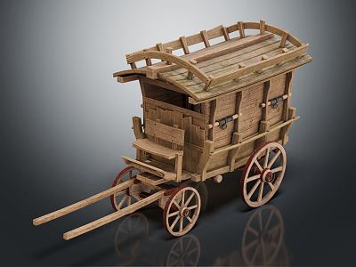 New Chinese Style Wooden Carriage 3d model