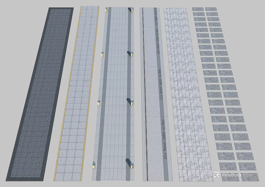 Garden Decor Showcasing Various Paving Patterns And Textures For Outdoor Areas 3d model