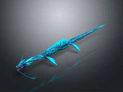 Blue Scaled Dragon Like Mythical Game and Movie Character With Slender Body Wings and Tail 3d model