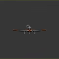 Blue and Orange Passenger Plane with Propeller Cockpit Number 1985 and Circular Wing Badges