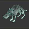 Gray Wolf Game And Movie Character With Long Snout Yellow Eyes Standing Pose 3D Rendered