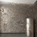 Textured Metal Wall With Shiny Roll Component And Distressed Surface Finish 3d model