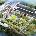 Beautiful Garden Landscape Design With Diverse Plants Paths Greenhouse And Lawn