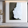 Elegant Interior Decor With Large Abstract Painting Small Round Table And Dried Flowers