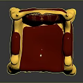Ornate Royal Throne Chair With Golden Frame And Purple Upholstered Design