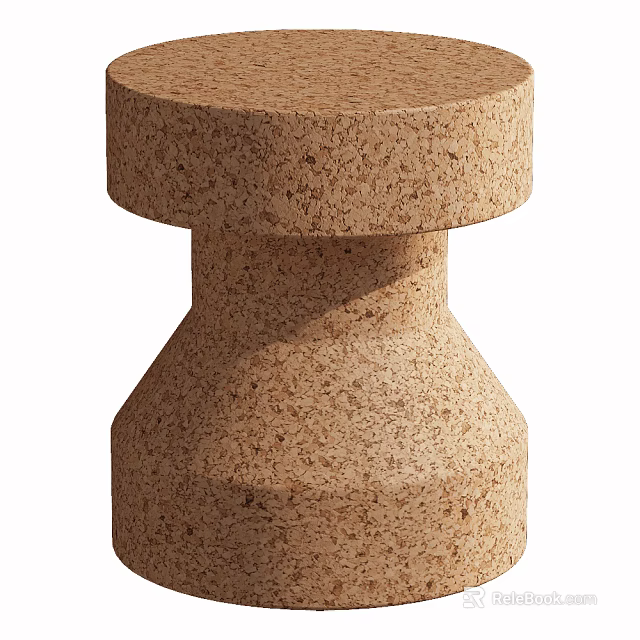Elegant Modern Cork Stool With Unique Hourglass Shape And Natural Texture 3d model 