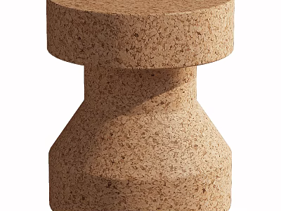 Elegant Modern Cork Stool With Unique Hourglass Shape And Natural Texture 3d model