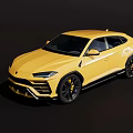 Yellow Sports SUV Car With Black Wheels And Aggressive Front Styling