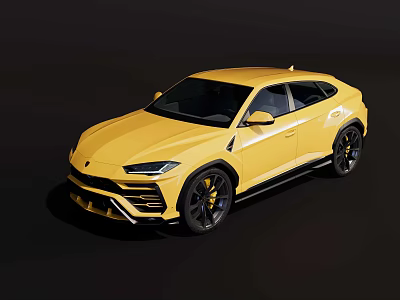 Yellow Sports SUV Car With Black Wheels And Aggressive Front Styling 3d model
