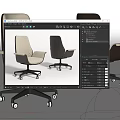 Modern Office Chair With Beige And Brown Upholstery Armrests And Swivel Wheels Design