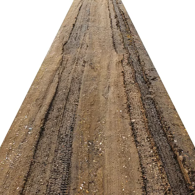 Muddy Dirt Road With Deep Tire Tracks And Rutted Rough Surface 3d model