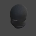 Black Knit Balaclava Hat With Eye And Mouth Holes Design On Gray Background Shadow