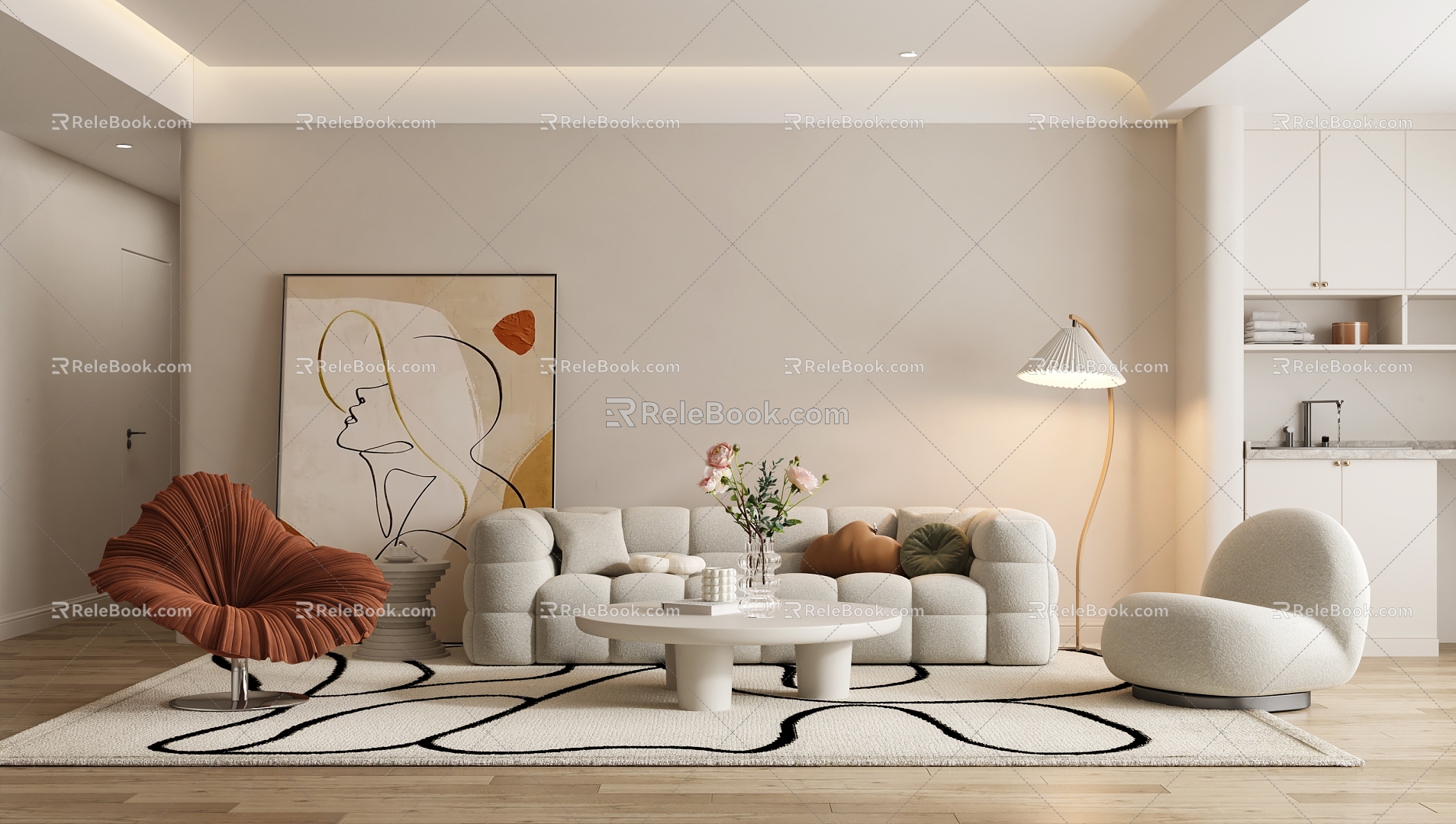 Cream wind living room Cream wind living room living room 3d model