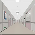 Modern Operating Room Interior With Pink Surgical Bed Lamps And Medical Equipment