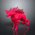 Red Wolf Like Game Movie Character With Muscular Build And Spiked Back In